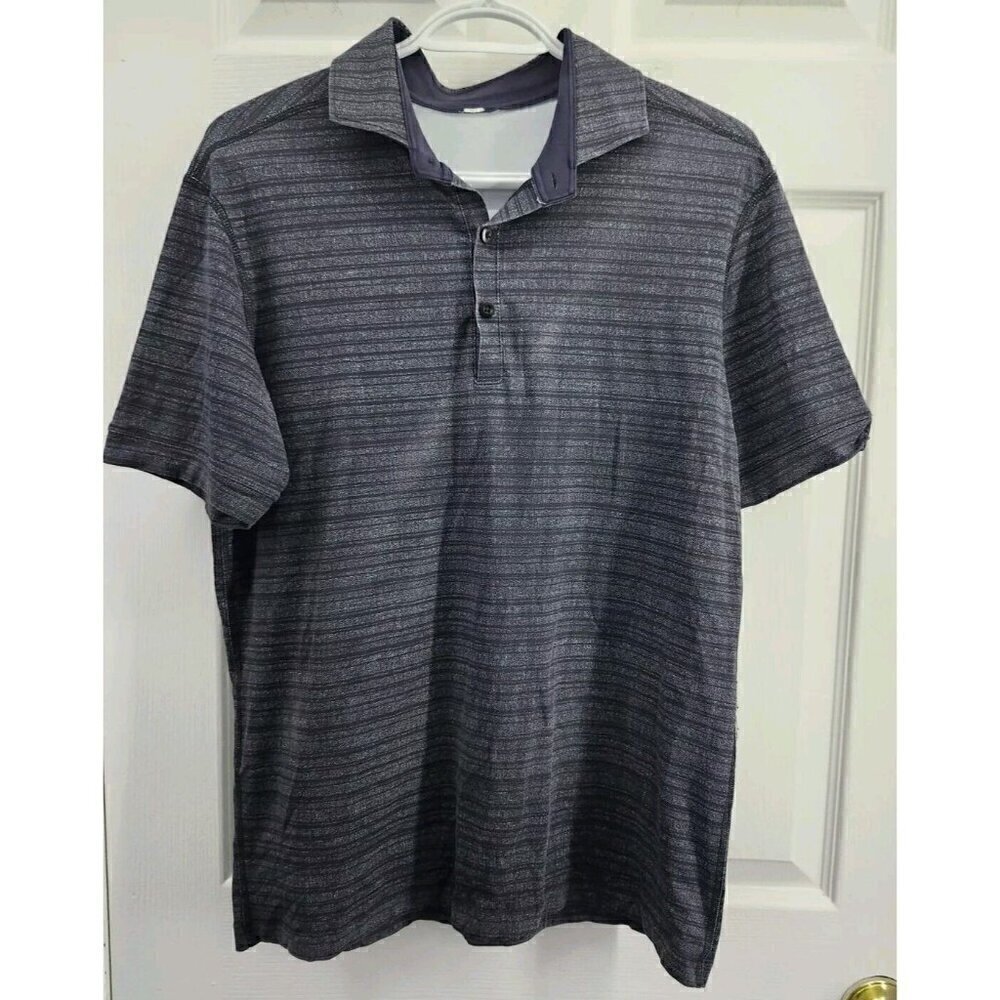 Lululemon Mens Propel Polo Black Stripe Size Medium